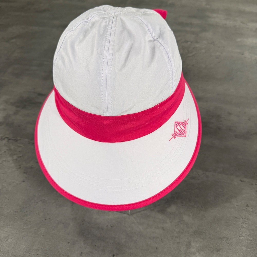 Country Club Sun Hat Women White Pink Bow Wide Brim Golf Beach Tennis Visor Cap